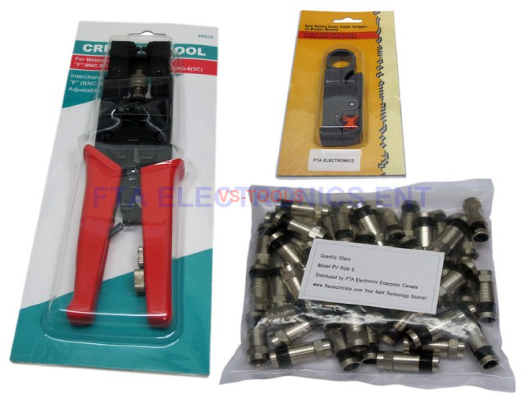 50pcs RG6 Coax Compression Connectors Crimping Tool Cable